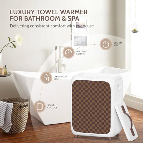 Keenray Towel Warmer Bucket, Luxury Rectangle Towel Warmer for Bathroom with Timer & Delay, Customized Fragrance, Child Lock, Fits 2 Large Towels, Blankets, Bathrobes, Ideal Gift for Him & Her - color: Checkerboard Color