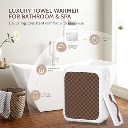 Keenray Towel Warmer Bucket, Luxury Rectangle Towel Warmer for Bathroom with Timer & Delay, Customized Fragrance, Child Lock, Fits 2 Large Towels, Blankets, Bathrobes, Ideal Gift for Him & Her - color: Checkerboard Color