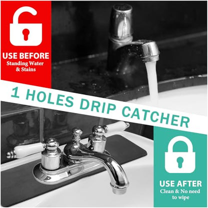 Tioncy 2 Pcs Faucet Mat Sink Splash Guard Oval-hole Oval Splash Pad for Kitchen Sink Oval Base Diatomite Faucet Mat for Bathroom Absorbent Mat Splatter Screens(Dark Gray, Black) - color: Dark Gray, Black