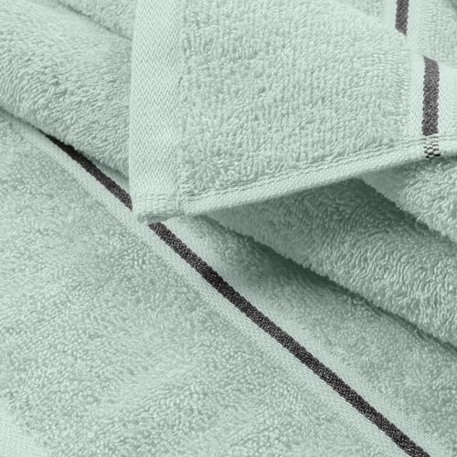 MyOwn Ultra Soft 6 Pack Cotton Towel Set, Contains 2 Bath Towels 28x55 inch, 2 Hand Towels 16x24 inch & 2 Wash Coths 12x12 inch, Ideal Everyday use, Compact & Lightweight - Sea Green - color: Sea Green, size: 6 Piece Set