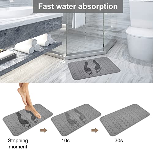 JUERLEN 2 Pack Diatomaceous Earth Shower Mat, Stone Bath Mat, Nonslip Super Absorbent Fast-Drying Hard Bath Mat for Bathroom Shower Floor, 24 x 16 inch, Grey Arrow Design - color: Dark Grey