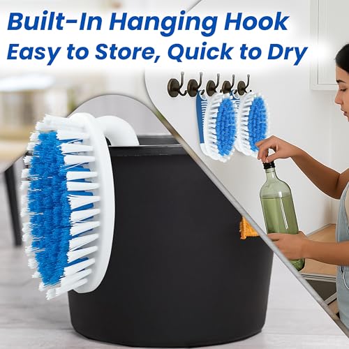 2 Size Scrub Brushes with Stiff Bristles | Scrubbing Brush for Carpet, Shower, Bathtub, Kitchen, Pool Tile, Bathroom Scrubber - size: Large and Small