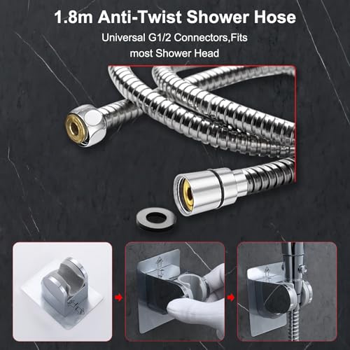 Rain Shower Head Combo-14''Rainfall ShowerHead,8 Modes Handheld with ON/OFF Pause Switch, Double High Pressure Shower heads with Hose,Adjustable and detachable for Couple and Kids - style: Contemporary