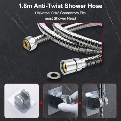 Rain Shower Head Combo-14''Rainfall ShowerHead,8 Modes Handheld with ON/OFF Pause Switch, Double High Pressure Shower heads with Hose,Adjustable and detachable for Couple and Kids - style: Contemporary