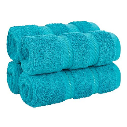 American Soft Linen 100% Cotton Luxury Turkish Towels, 4 PC Washcloth Set | Soft Absorbent Quick Dry OEKO Tex Standard 100 Certificated Durable Machine Washable Premium Hotel Quality - color: Aqua Blue, size: 13"x13"