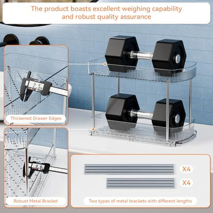 2 Pack Large Pull Out Bathroom Organizers and Storage,2 Tier 12.8″ Tall Sliding Kitchen Under Sink Organizer for Cleaning Products Storage,Acrylic Clear Bathroom inder Sink Organizer,Undersink Storage - style: 2 Pack-2 Tier