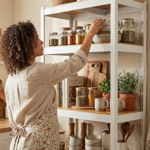 Durstruct 5 Tier White Metal Shelving Unit 24" W×16" D×60" H Adjustable Storage Utility Rack Heavy Duty Shelves Organization Multipurpose Shelf for Pantry Closet Kitchen Garage Bathroom - size: 24" W x 16" D x 60" H