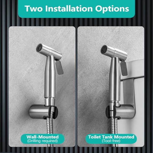 BARROCK Bidet Sprayer for Toilet, Handheld Jet Spray for Existing Toilets with Bidet Hose, Adjustable Water Pressure Muslim Shower, Stainless Steel Cloth Diaper/Feminine Wash Sprayer Brushed Nickel - color: Brushed Nickel