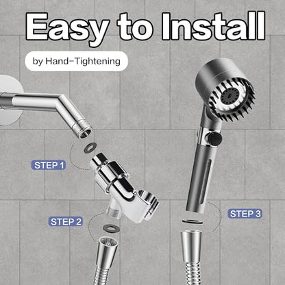 Filtered Shower Head with Handheld,Ion Drops ShowerHead with Hose | High Pressure 3 Spray Modes with ON/OFF Swith，Power Wash for Hard Water，Detachable Shower head with Filters