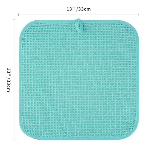 Microfiber Waffle Face Towels, 2 Pieces, Soft, Absorbent, Fast Drying, Lint Free 430 GSM (Turquoise) - color: Turquoise