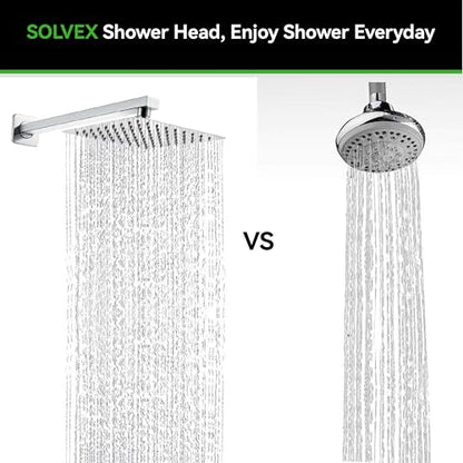 SOLVEX Rain Shower Head - High Pressure Rainfall Shower Head Made of Stainless Steel - High Flow Waterfall Bathroom Square Showerhead (10" Chrome,SP-50020) - size: 10 Inch
