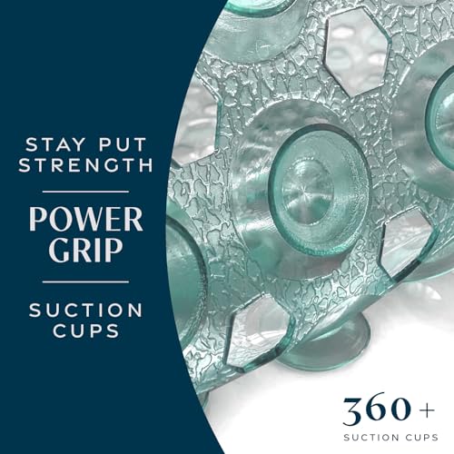 SlipX Solutions 39"x16" Power Grip Non Slip Bathtub Shower Mat, Lt Green | Stronger Wet Surface Protection, Soft Under Foot, 265+ Suction Cups, Large Drainage Holes - color: Clear Light Green