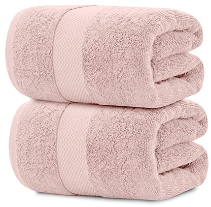 White Classic Pink 650 GSM Cotton Bath Sheet Towel - Extra Large 35x70, Luxury Soft, Highly Absorbent, Quick Dry, 2 Pack - color: 17: Pink