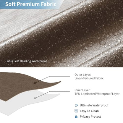 2-in-1 Waterproof Fabric Shower Curtain,No Separate Liner Needed,Linen Textured,Effortless Cleaning & Washable Bathroom Shower Curtain Set with 12 Plastic Hooks,72"x72",Brown - color: Brown, size: 72"W x 72"L (Pack of 1)
