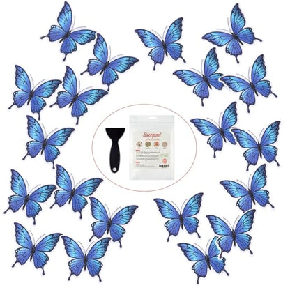 Secopad Butterfly Non Slip Bathtub Stickers with Scraper, 20PCS, Blue | Original Large Anti-Slip Treads, Comfortable PEVA Material, Strong Adhesive, Easy to Use, For Bath Tubs, Showers & Stairs - color: Blue