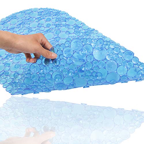 Updated Bathtub Mat for Shower Non-Slip Bath Mat Bathroom Bathtub Mat with Suction Cups Shower Stall Mat Non Slip Mat PVC Material Machine Washable (37 x 67cm, Blue) - color: Blue