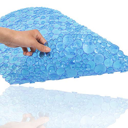 Updated Bathtub Mat for Shower Non-Slip Bath Mat Bathroom Bathtub Mat with Suction Cups Shower Stall Mat Non Slip Mat PVC Material Machine Washable (37 x 67cm, Blue) - color: Blue