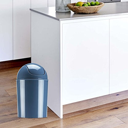 Umbra 1.25 Gallon Mini Waste Can with Removable Swing-Top Lid - Small Garbage Bin for Kitchen, Bathroom, Bedroom, Office - Compact Trash Can Fit Under Tables & Counters - Blue - color: Blue