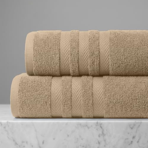 RIVERSIDE Pack of 2 Extra Large Bath Sheets 35 x 70 Inches, 100% Ring Spun Cotton, Hotel Quality, Oversized Bath Towels, Super Soft, Highly Absorbent & Quicker to Dry, Tan - color: Tan, size: Bath Sheets (PK 2)