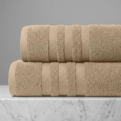 RIVERSIDE Pack of 2 Extra Large Bath Sheets 35 x 70 Inches, 100% Ring Spun Cotton, Hotel Quality, Oversized Bath Towels, Super Soft, Highly Absorbent & Quicker to Dry, Tan - color: Tan, size: Bath Sheets (PK 2)