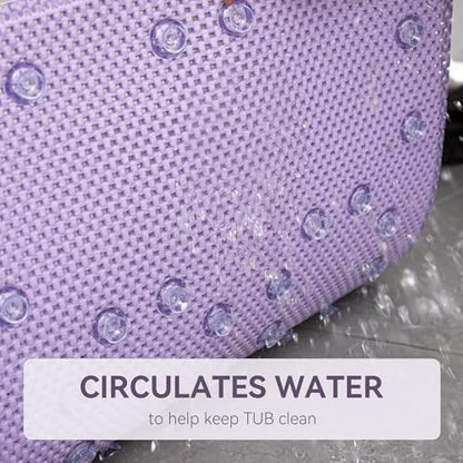 Bathtub Mat Non Slip, Soft Foam Bath Mat for Tub, Bathtub Mat with Drain Holes, Suction Cups Shower Mat (Purple, 36''X17'') - color: Purple