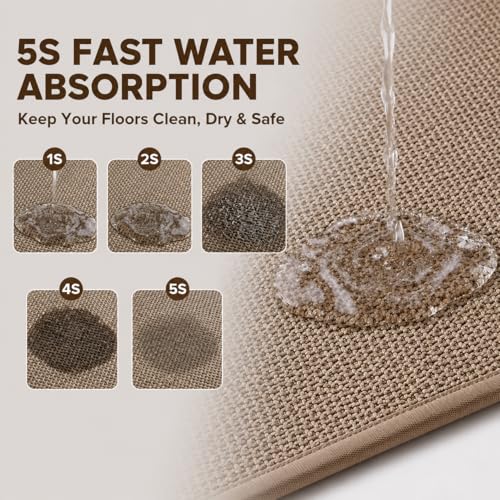 12'' Wide Long Bath Runner Mat, Super Absorbent Non-Slip Bathroom Rug, 59'' (Taupe, 12''X59'') - color: Taupe, size: 1' x 4'11" (Rectangular)