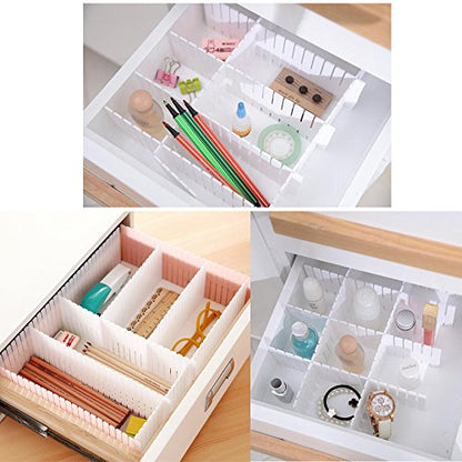 Onerbuy 8pcs Adjustable Grid Drawer Dividers DIY Plastic Closet Separator Tidy Organizer Container for Underwear Socks Belt Office Supplies - color: Fence