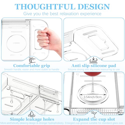 Expandable Bathtub Tray Caddy, AZ. MIFENO Clear Acrylic Bath Tray for Tub for Bath Relaxing, Foldable Bath Table Trays Luxury Spa Bathtub & Bathroom Accessories for Women Gift (Clear)
