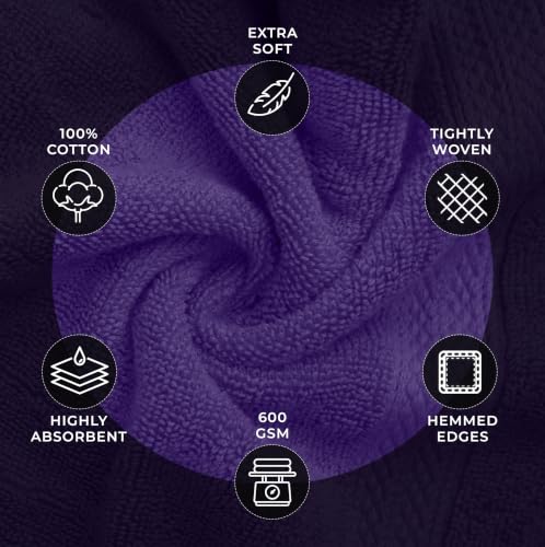 Avalon Towels Wash Cloths 12 Pack Purple 100% Cotton Washcloths 12x12 Face Towels, Wash Rags, Facial Towel, fingertip Towel for Bathroom, Purple Washcloth - color: Purple