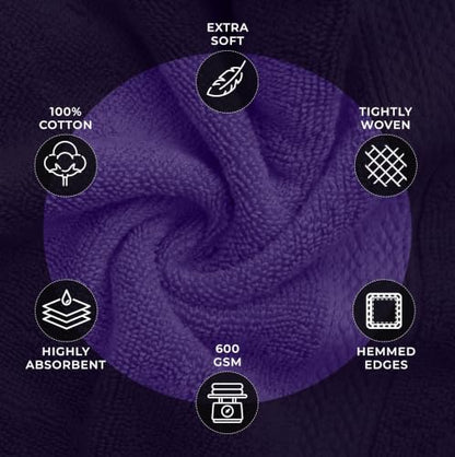Avalon Towels Wash Cloths 12 Pack Purple 100% Cotton Washcloths 12x12 Face Towels, Wash Rags, Facial Towel, fingertip Towel for Bathroom, Purple Washcloth - color: Purple