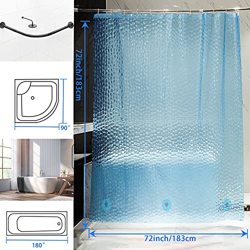 Bostofy Waterproof Shower Curtain Liner EVA Thick Shower Curtain with Heavy Duty 3 Bottom Magnets, Shower Liner for Shower Stall, Bathtubs, 3D Pebble Pattern, 72 x 72,12 Hooks - color: Blue Cube, size: 72"W x 72"L (Pack of 1)