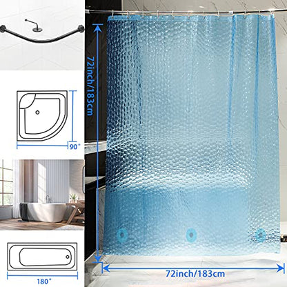 Bostofy Waterproof Shower Curtain Liner EVA Thick Shower Curtain with Heavy Duty 3 Bottom Magnets, Shower Liner for Shower Stall, Bathtubs, 3D Pebble Pattern, 72 x 72,12 Hooks - color: Blue Cube, size: 72"W x 72"L (Pack of 1)