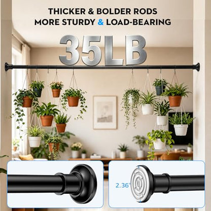 Outdoor Tension Rods Patio Long Shower Curtain Rod No Drilling 30-100 Inch | Long Tension Curtain Rod,Heavy Duty,1.1 Inch Thick Diameter,Spring Adjustable,No Rust,Bathroom,Windows,Black - color: Black, size: 30-100 inches
