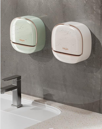 Plastic 2 Pcs Waterproof Soap Dish Holder | Luxury Soap Holder With Drain Tray Keep Soap Bars Dry | Adhesive Soap Box Wall Suction Mounted For Bathroomstickable Modern (White & Light Green)