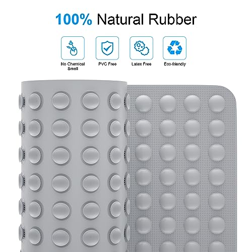 JOYCANO Rubber Bathtub Mat Non Slip, Baby Bath Mat for Tub, Shower Mat Non Slip PVC-Free, Strong Suction and Textured Surface, Non-Toxic, No Chemical Smells, for Kids Elderly Dogs, Grey - color: Grey