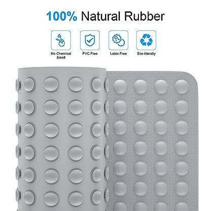 JOYCANO Rubber Bathtub Mat Non Slip, Baby Bath Mat for Tub, Shower Mat Non Slip PVC-Free, Strong Suction and Textured Surface, Non-Toxic, No Chemical Smells, for Kids Elderly Dogs, Grey - color: Grey