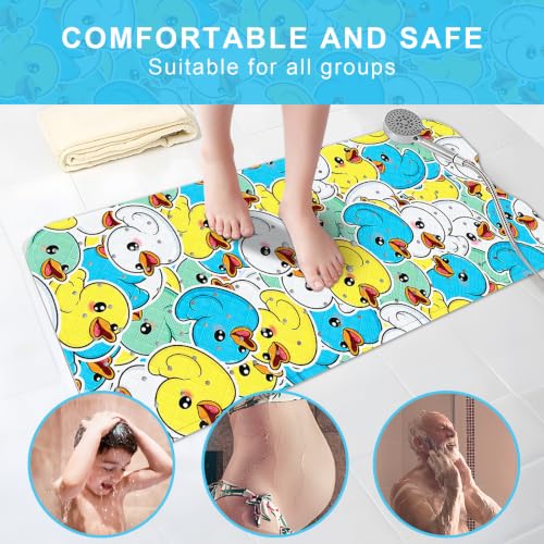 Baby Bath Mat for Tub Non Slip Kids, BPA Free Extra Long Bathtub Mat 40x16 with Drain Holes and 200 Suction Cups, Non Toxic Machine Washable Toddler Bath Mat, No Fading, Sticker Duck - color: Y-duck 1