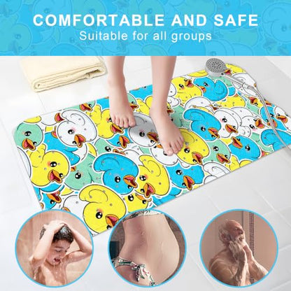 Baby Bath Mat for Tub Non Slip Kids, BPA Free Extra Long Bathtub Mat 40x16 with Drain Holes and 200 Suction Cups, Non Toxic Machine Washable Toddler Bath Mat, No Fading, Sticker Duck - color: Y-duck 1