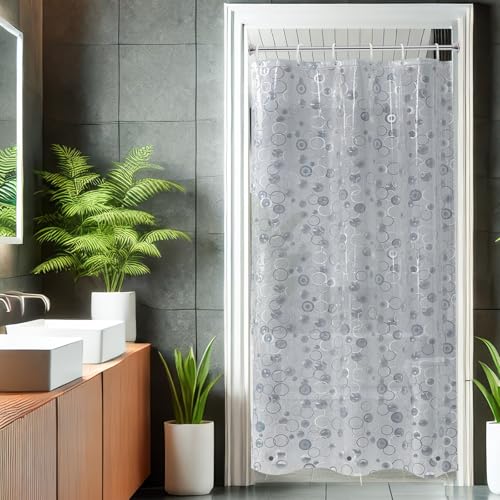 AooHome Plastic Small Shower Curtain Liner - EVA 3D Circle Pattern Design Bathroom Shower Curtain with Hooks, Bottom Magnets, 10G Heavy Duty, Water Repellent, Semi Transparent, 36x72 Inch - size: 36"W x 72"L (Pack of 1)