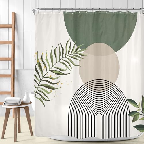 Extra Wide Boho Wrap Around Clawfoot Bathroom Shower Curtain Set | Leaves look; 180"W x 70"L. waterproof HD print, quick-dry fabric and free hooks for easy setup. - color: A-01green, size: 180"W x 70"L (Pack of 1)