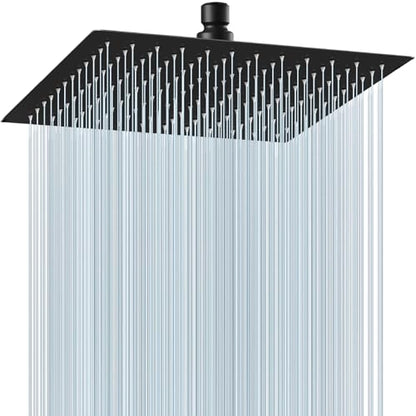 Midanya Square Rain Shower Head,High Pressure,Matte Black 12 Inch | 360°Swivel,Ceiling or Wall Mount,Waterfall Full Body Coverage,Bathroom Remodel,Stainless Steel Large Rainfall Shower Head - color: Black, size: 12 Inch