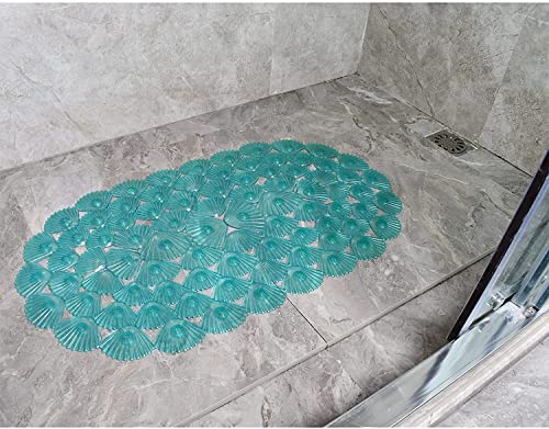 Linfevisi Bathtub Mat Non Slip, Oval Bath Mat for Tub with Suction Cups and Drain Holes, Machine Washable Tub Shower Mats for Bathroom 27 x 15 Inches, Phthalate Latex Free (Aqua) - color: Aqua