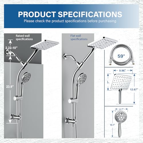 Rain Shower Head with Handheld High Pressure rainfall Shower Heads with Handheld Spray Combo,Premium Polished Chrome - color: Premium Polished Chrome