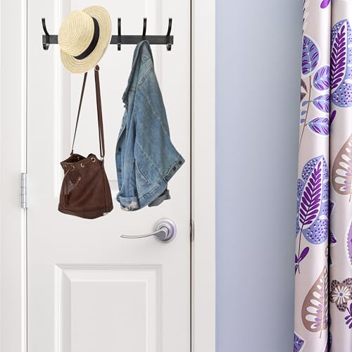 Coat Rack Wall Mounted - 6 Double Hooks, Heavy Duty, Aeropace Grade Aluminum Alloy, Metal Coat Hook Hanger Entryway Bathroom (Brushed Black Metalic, 6 Hooks - 2 Pack) - color: Brushed Black Metalic, size: 6 Hooks - 2 Pack