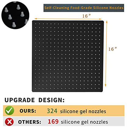 16 In Rain Shower Head High Pressure Rainfall Shower Head Matte Black | Square Rain Bathroom Showerhead, High Flow, Large Stainless Steel, Ceiling Mounted, Wall Mounted, Waterfall Full Body - color: Black, size: 16 Inch
