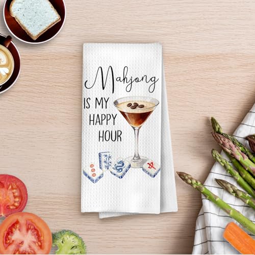 Mahjong Gifts Kitchen Towels - Espresso Martini Gifts Decorative Waffle Dish Towels, Mahjong Gift Hand Towel, Hostess Gift Tea Towel, 16×24 Inches - color: Mahjong- 36