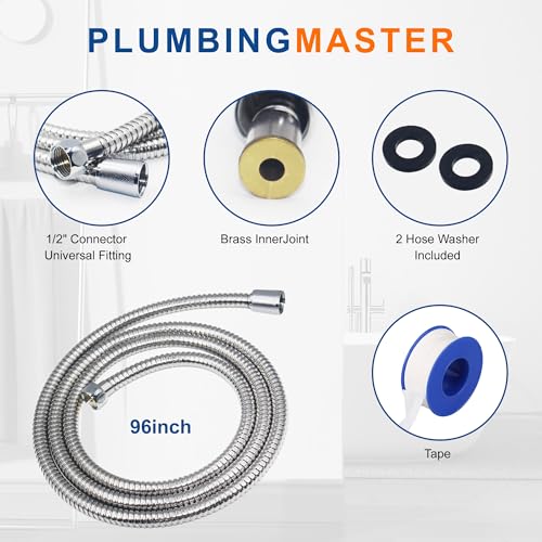 Shower Hose 96 Inches Stainless Steel Handheld Shower Head Hose Replacement with Brass Nut Long Fexible Shower Hose Extension - size: 96 inch(1pcs)