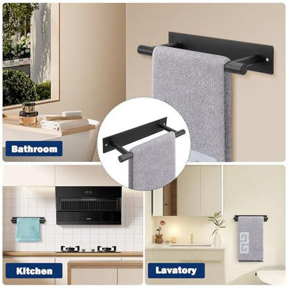 NearMoon Self Adhesive Hand Towel Holder/Towel Ring, Stainless Steel Hand Towel Bar Rustproof Stick on Wall-Towel Rack for Bathroom/Kitchen, Sticky and Wall Mounted (1, Matte Black) - color: Matte Black