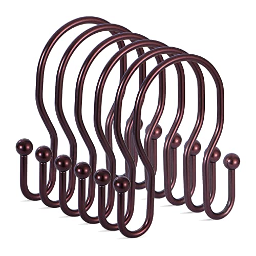 24 Pack Double Shower Curtain Hooks Rings, TENOVEL Double Sided Shower Curtain Hooks Rust Proof for Shower Curtain, Stainless Steel Bathroom Shower Hangers Rings for Shower Rods, Bronze - color: Bronze, size: 24 Pack