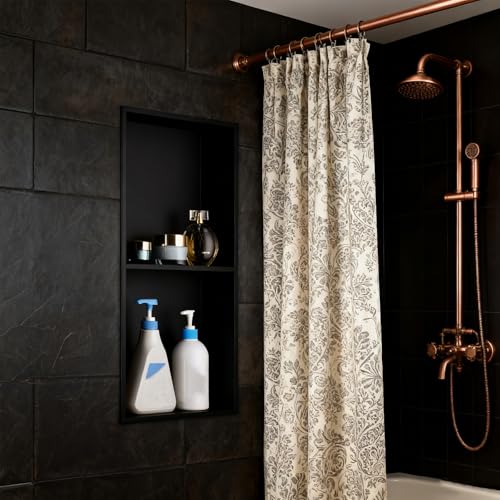 NEWRAIN Shower Niche Stainless Steel Double Bathroom Niche NO Tile Neededs 12''X24'', Recessed Wall Shelves, Matte Black Shower Shelf Insert - color: Matte Black, style: 12''×24''
